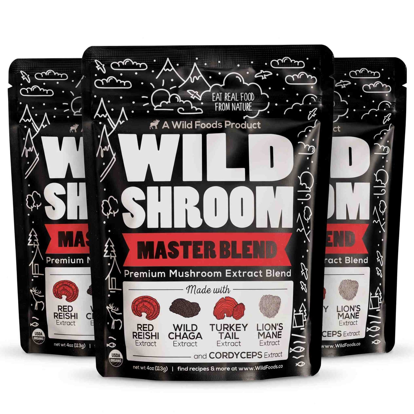 Master Mushrooms Blend, 110 servings – Daily Immune Support Adaptogenic Mushrooms
