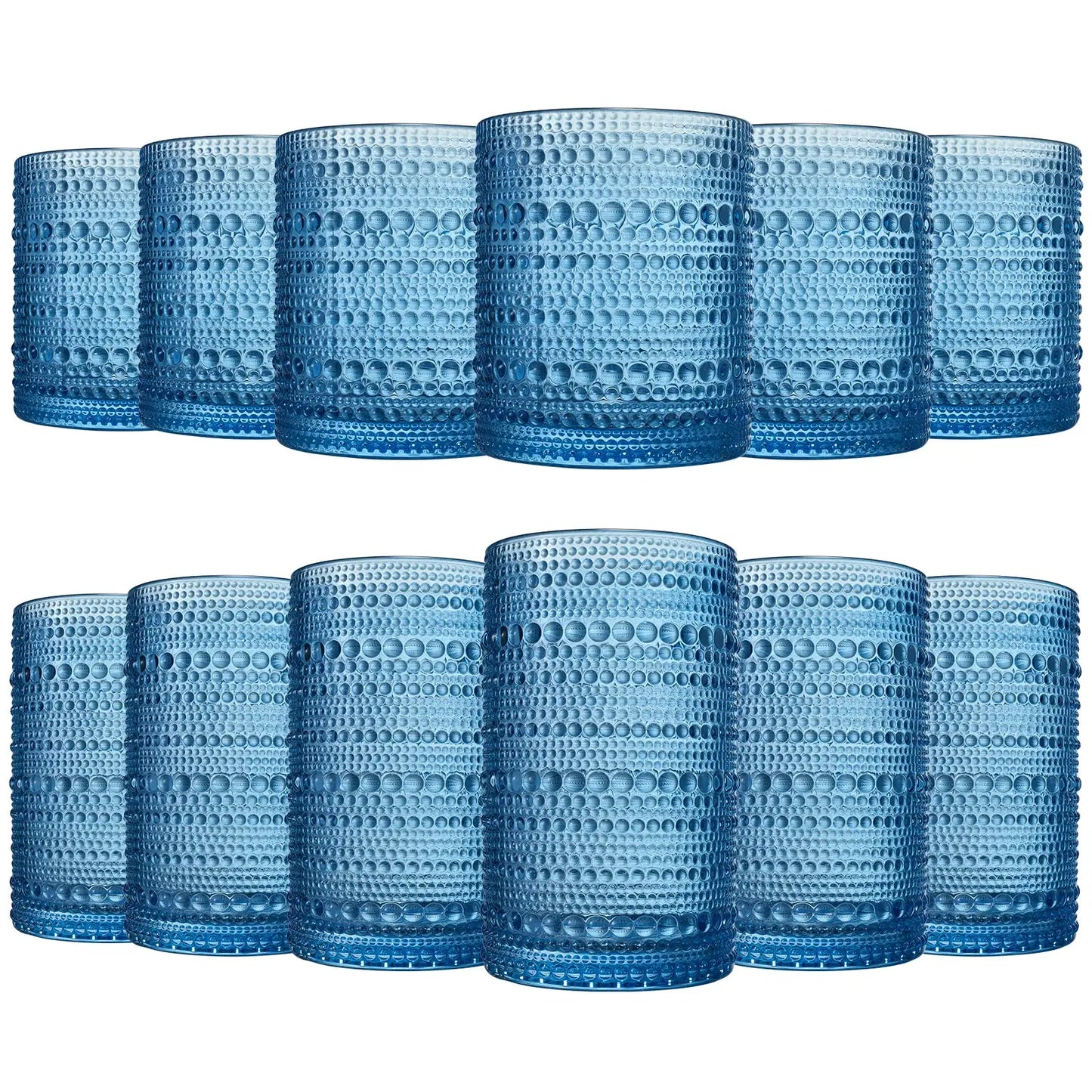 Textured Hobnail Lowball & Highball Glassware, Set of 12