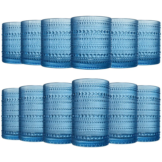 Textured Hobnail Lowball & Highball Glassware, Set of 12
