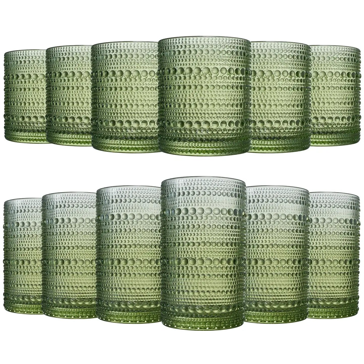 Textured Hobnail Lowball & Highball Glassware, Set of 12