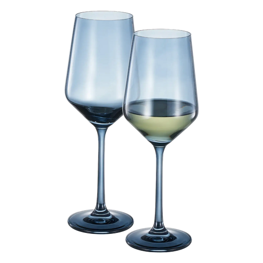 Tonal Stemmed Wine Glassware, Cloudy Blue, Set of 2