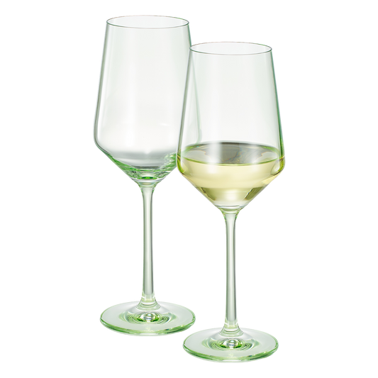 Monet Stemmed Wine Glassware, Green, Set of 2