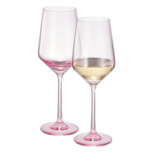 Monet Stemmed Wine Glassware, Magenta, Set of 2