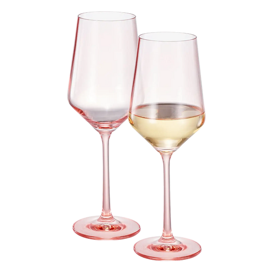 Monet Stemmed Wine Glassware, Pink, Set of 2