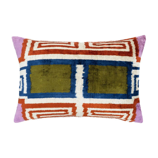 Soho Silk Velvet Ikat Throw Pillow Cover 16 X 24