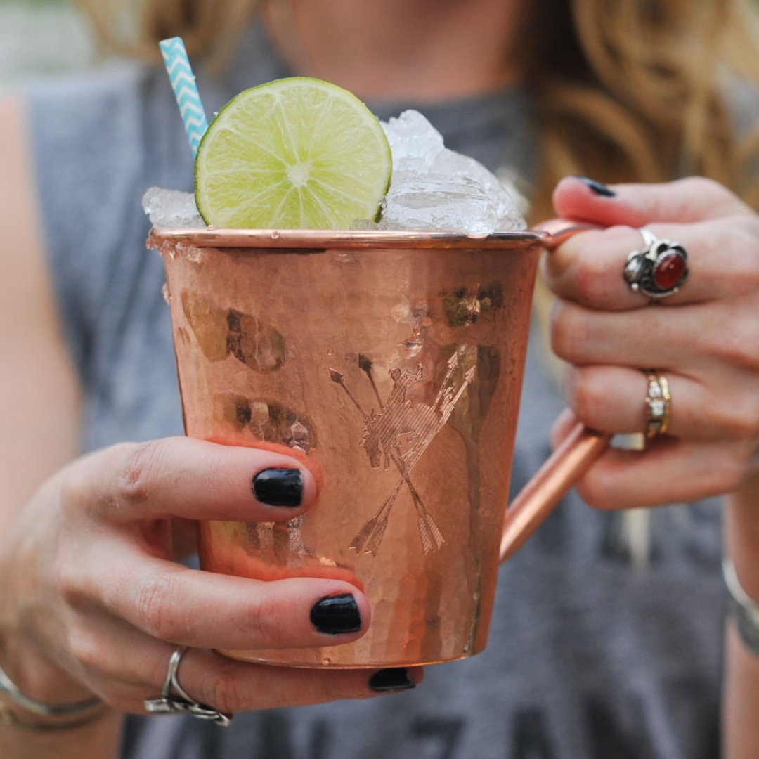 Solid Copper Mule Mug, Copper Handle, 18 oz