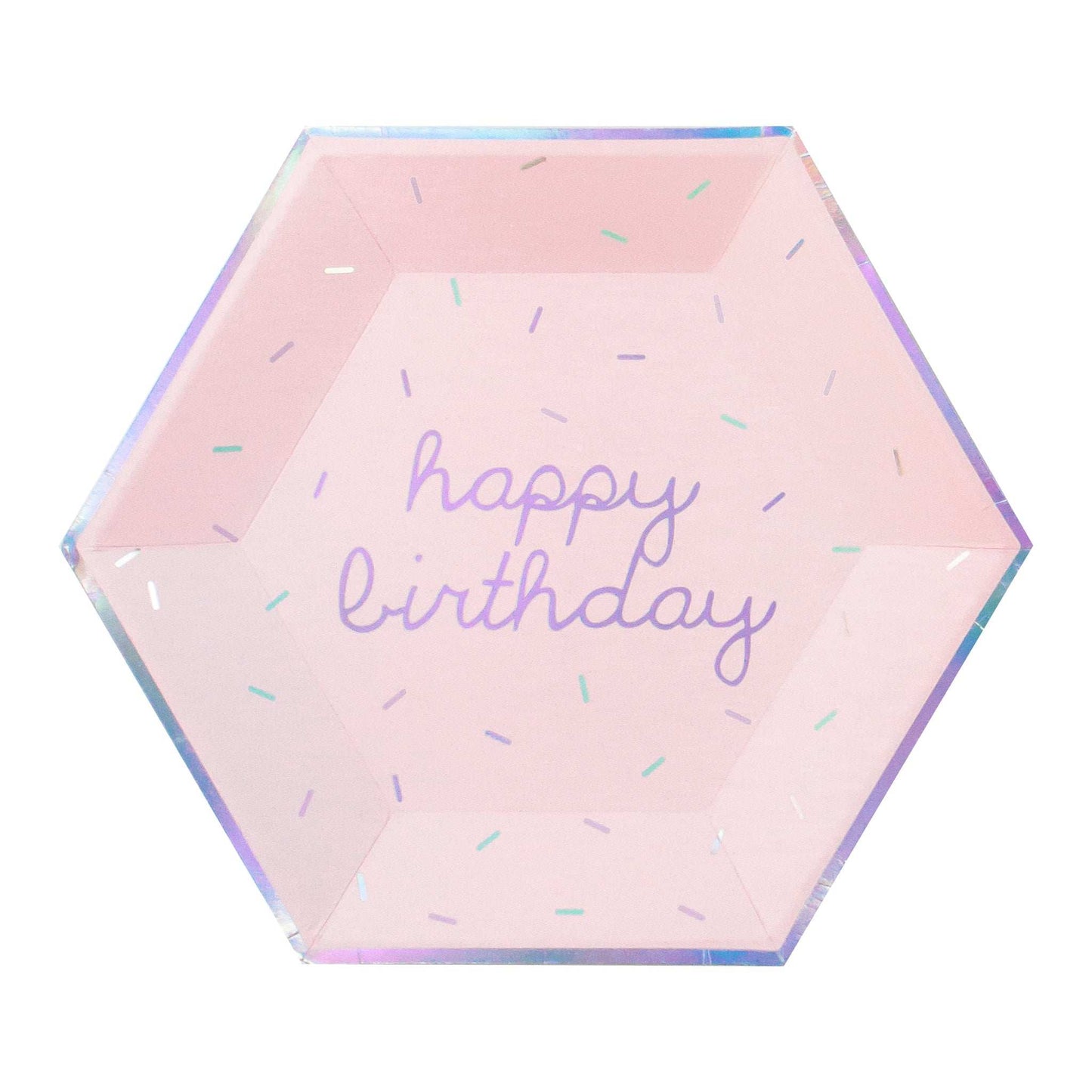 Sprinkles - Pastel Happy Birthday Large Paper Plates (Multi-Color Pack, 18 count)