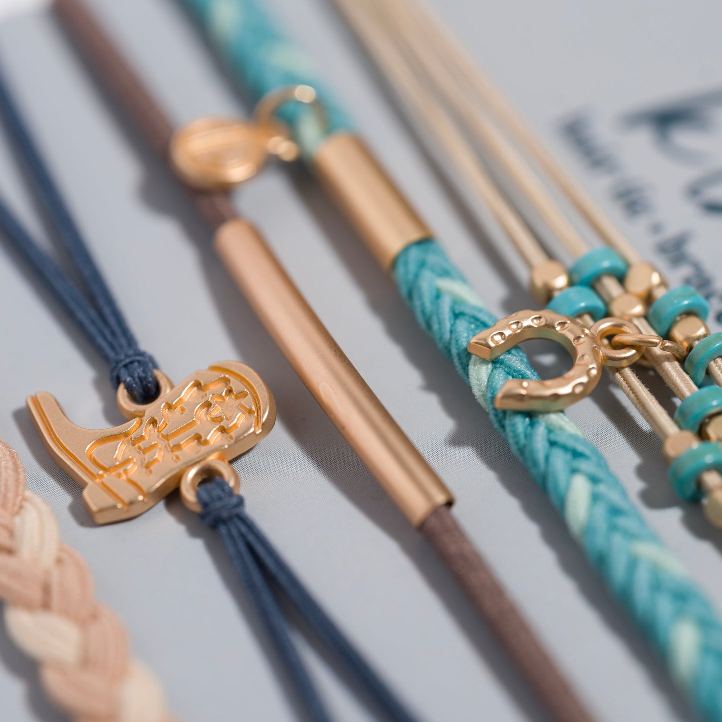 "Stride" Turquoise with Gold Cowboy Boot Hair Tie Bracelets