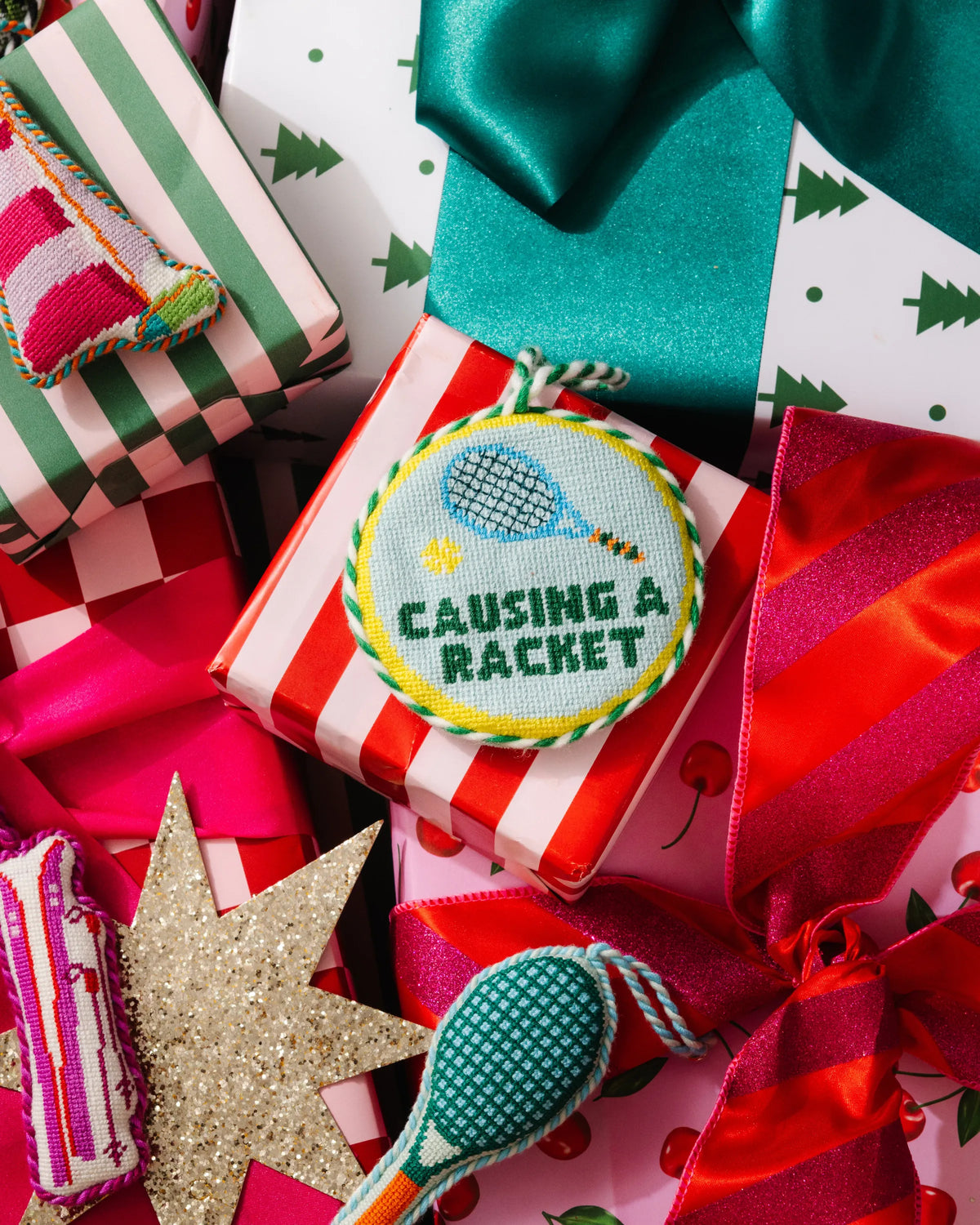 Needlepoint Ornament - Causing A Racket