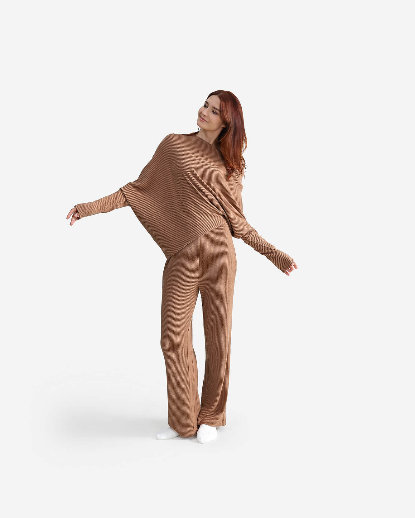 Cloud Knit Asymmetrical Long Sleeve Top