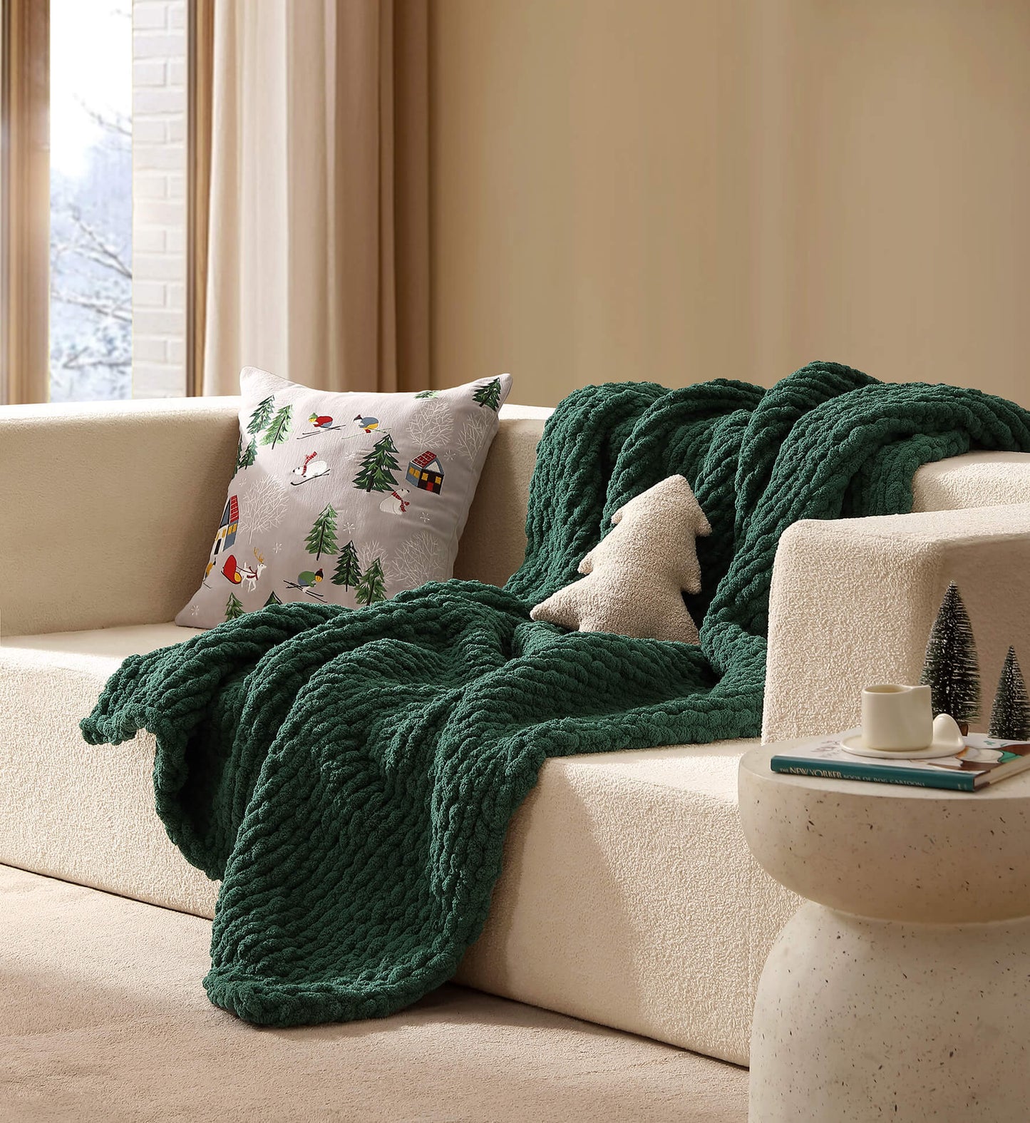 Velvet Embroidered Bear Throw Pillow