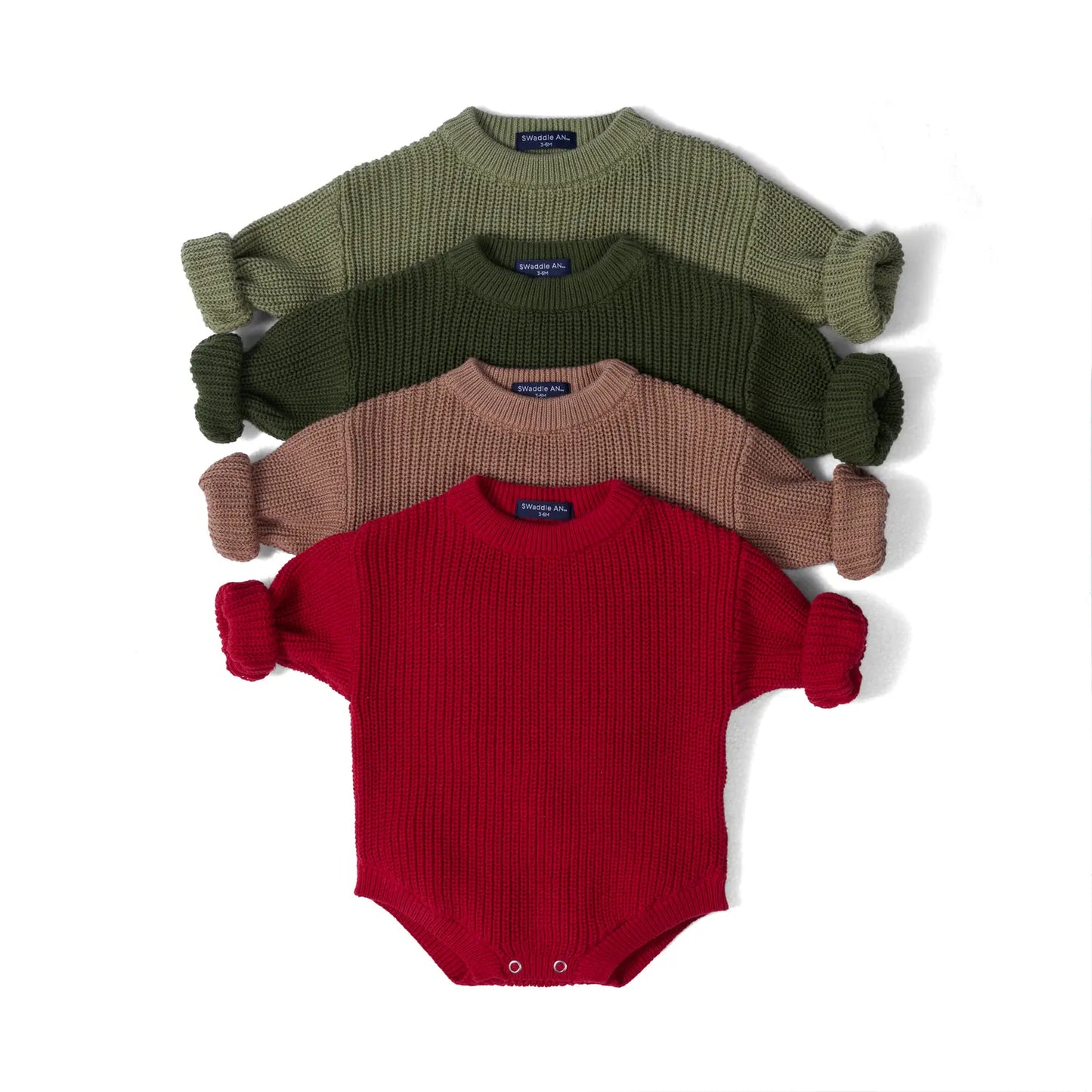 Classic Chunky Knit Baby Romper in Mocha