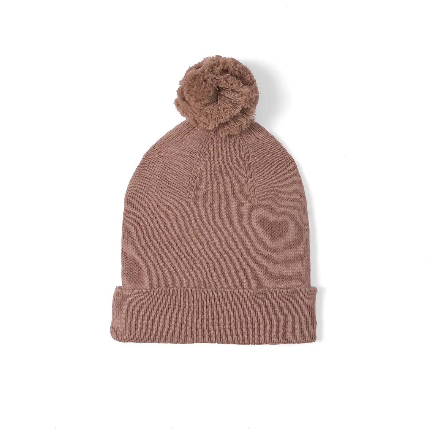 Knit Baby Pom Beanie in Mocha