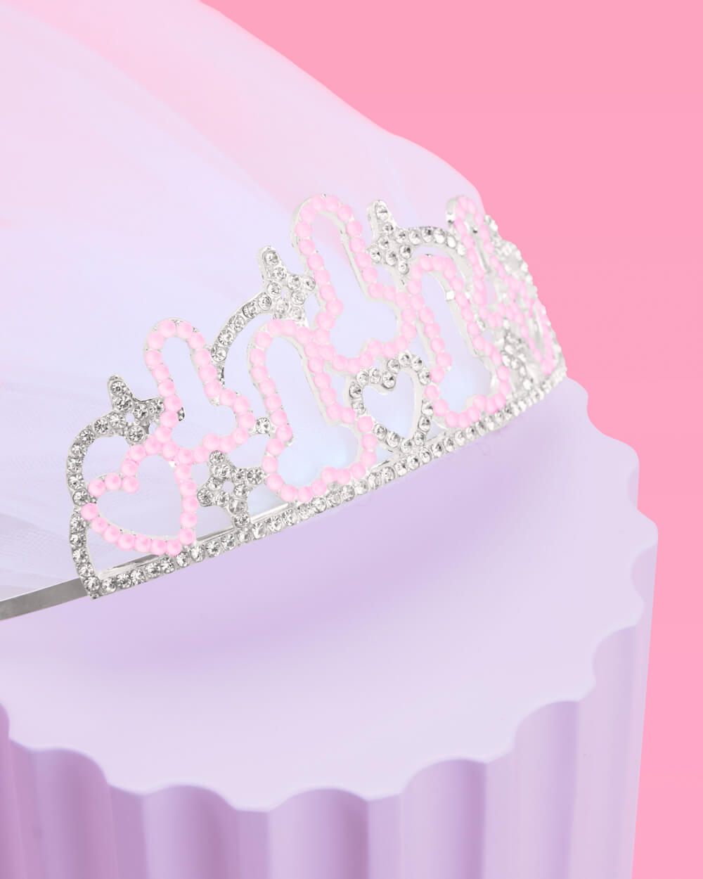 The Penis Tiara + Veil - rhinestone tiara + veil