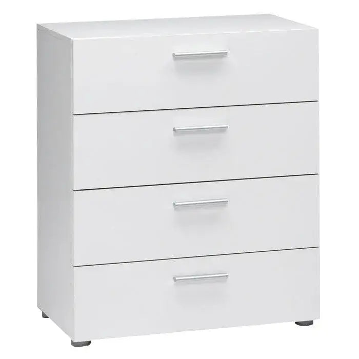 Contemporary Style White 4-Drawer Bedroom Bureau Storage Chest