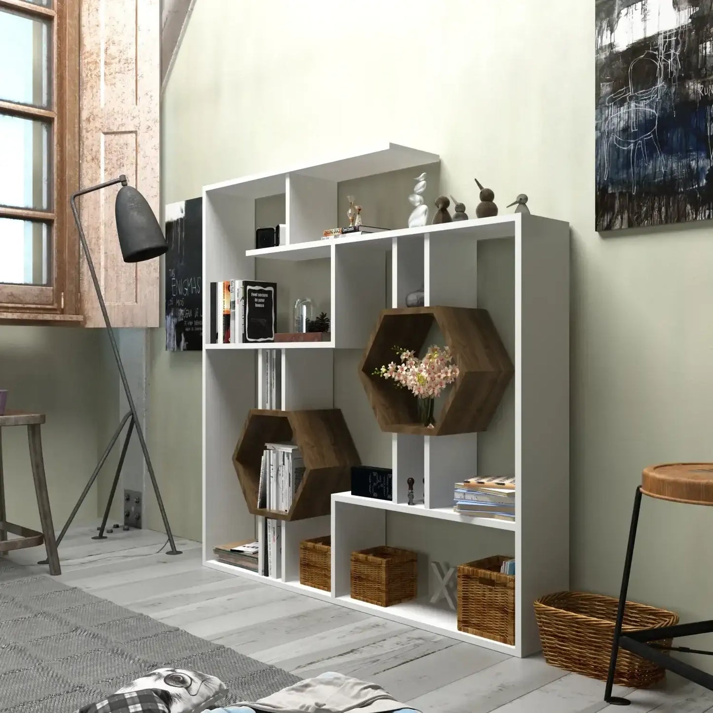 Tamara 53" Tall Geometric Bookcase