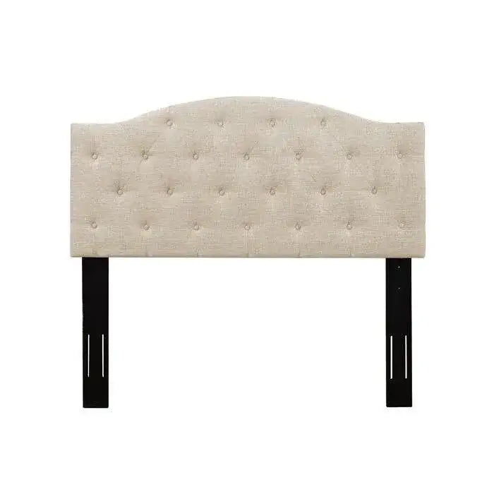 Twin Size Beige Fabric Upholstered Button-Tufted Adjustable Height Headboard