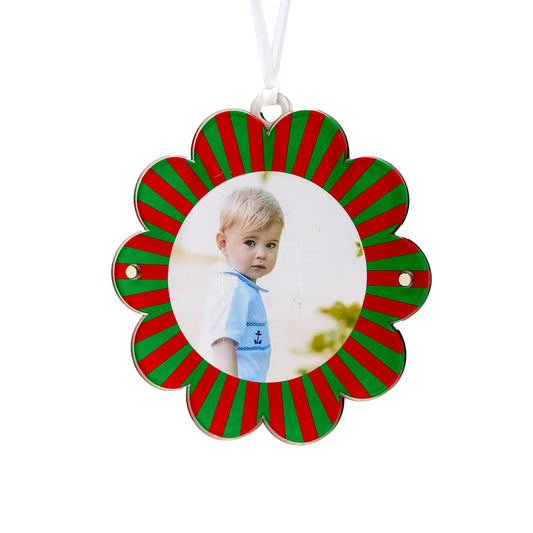 Green & Red Acrylic Double-Sided Daisy Ornament