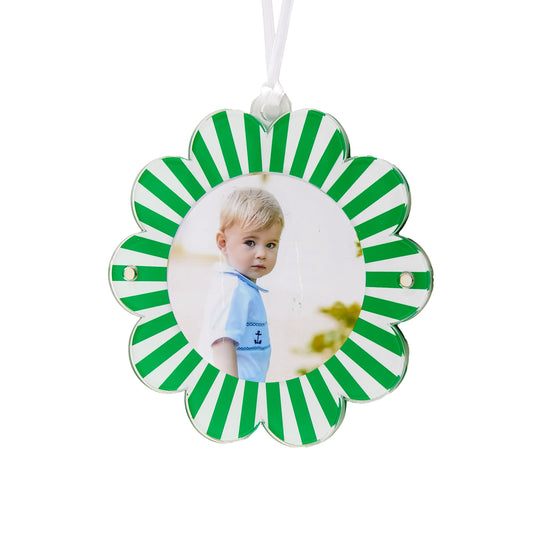 Green & White Acrylic Double-Sided Daisy Ornament