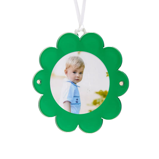 Green Acrylic Double-Sided Daisy Ornament