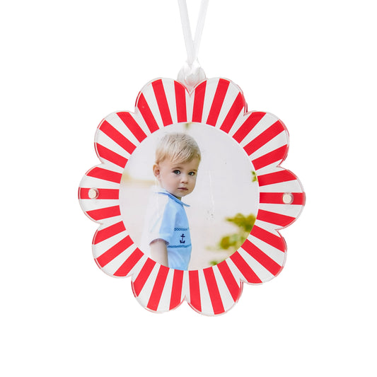 Red & White Acrylic Double-Sided Daisy Ornament