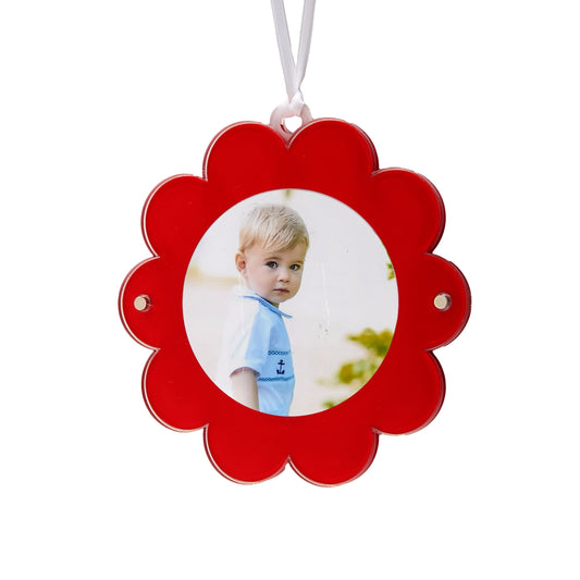 Red Acrylic Double-Sided Daisy Ornament