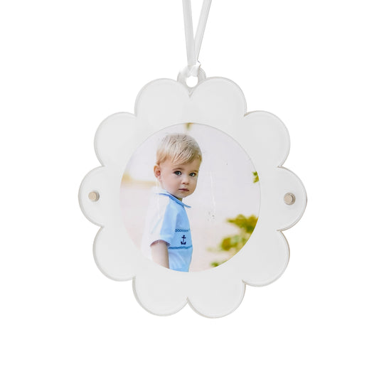 White Acrylic Double-Sided Daisy Ornament