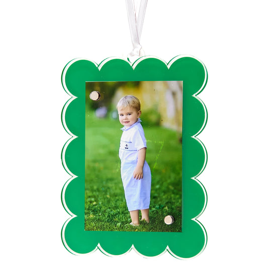 Green Acrylic Double-Sided Scallop Ornament