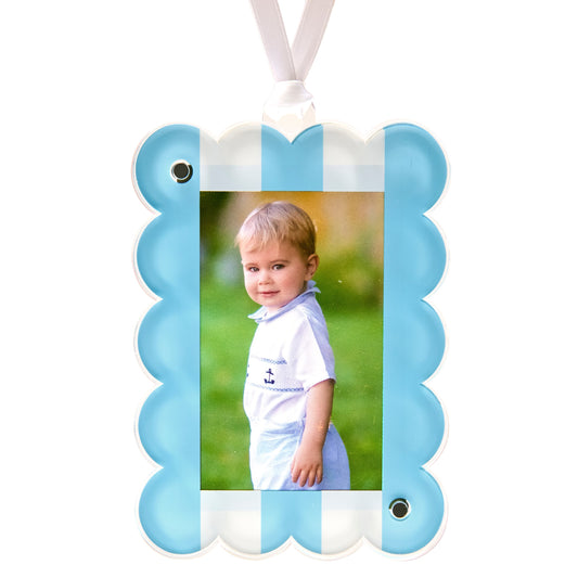 Pastel Blue & White Acrylic Photo Ornament