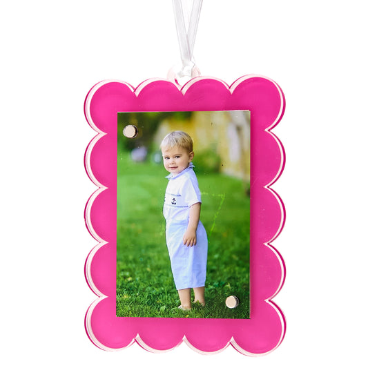 Pink Acrylic Double-Sided Scallop Ornament