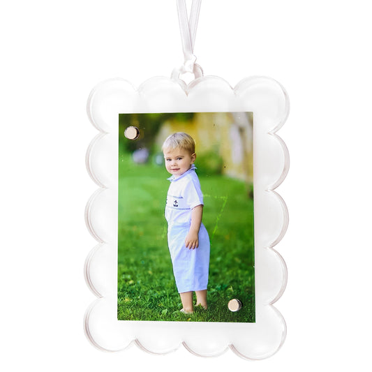 White Acrylic Double-Sided Scallop Ornament