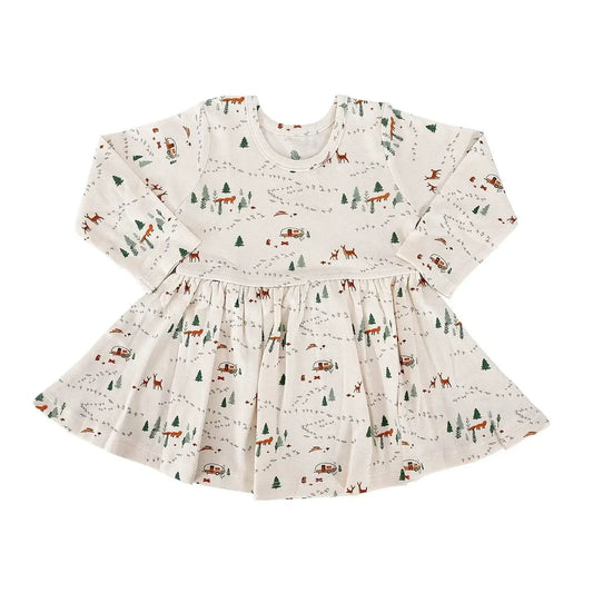 long sleeve twirl dress | into the woods
