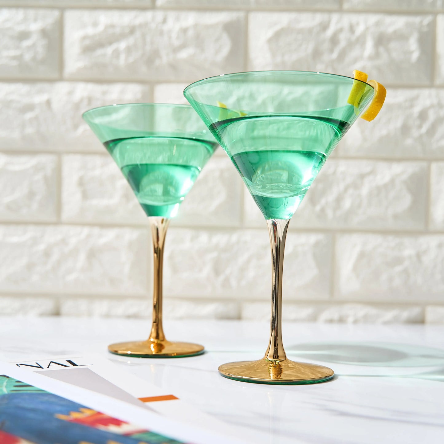 Deco Martini Cocktail Glassware, Set of 4