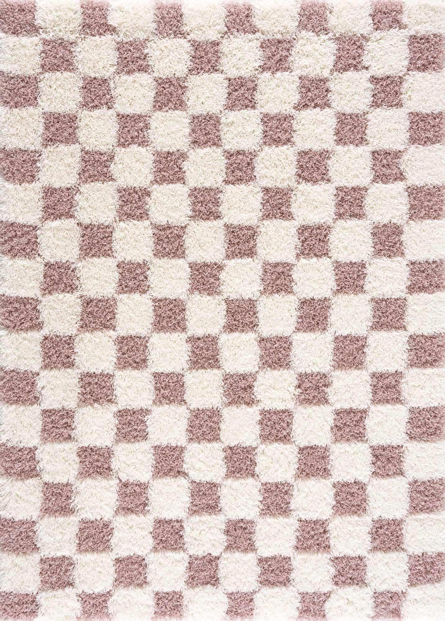 Atira Pink Checkered Shag Rug