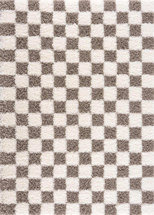 Atira Brown Checkered Area Rug