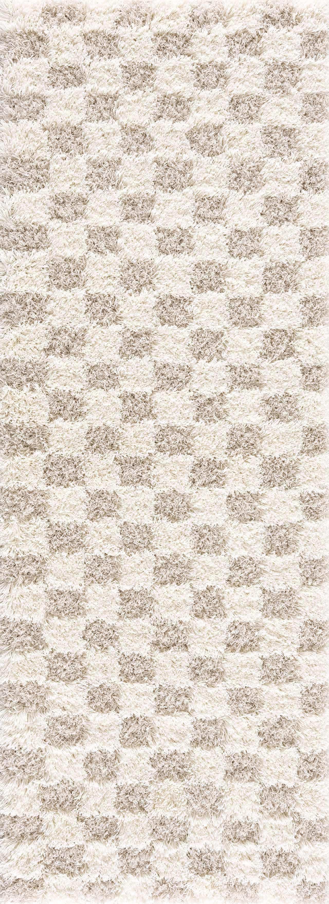 Atira Light Brown Checkered Area Rug