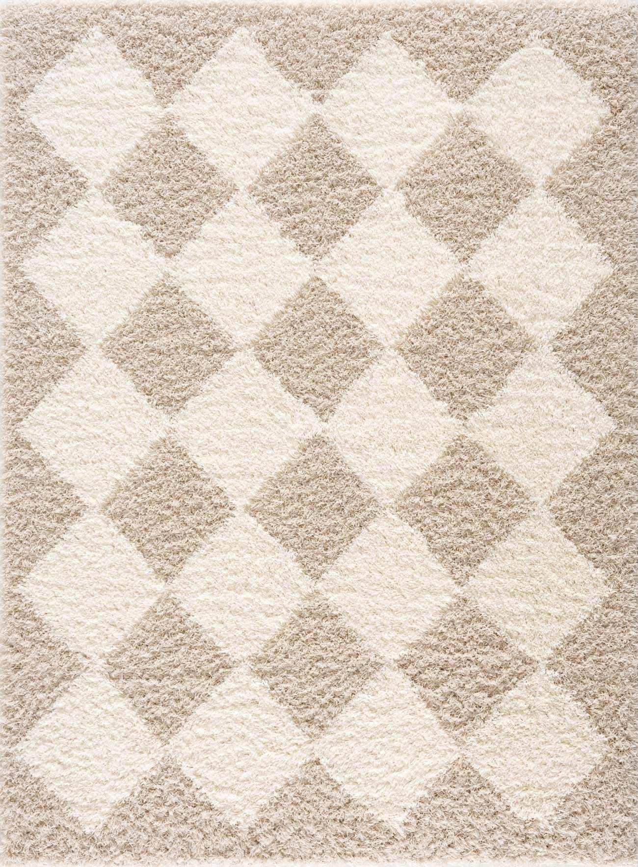 Zahur Cream & Beige Diamond Area Rug