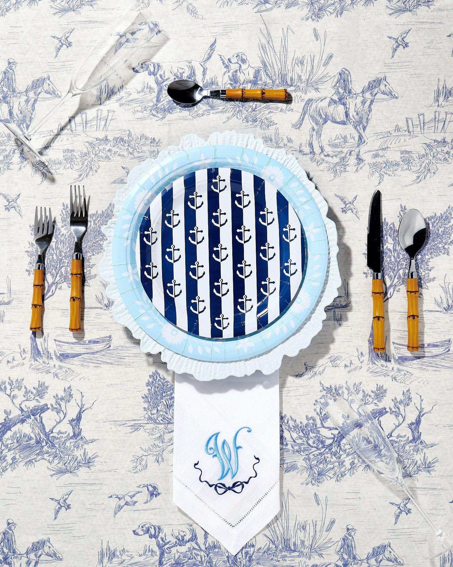 Navy Anchor Away Stripes Dessert Paper Plates - 8 Pack
