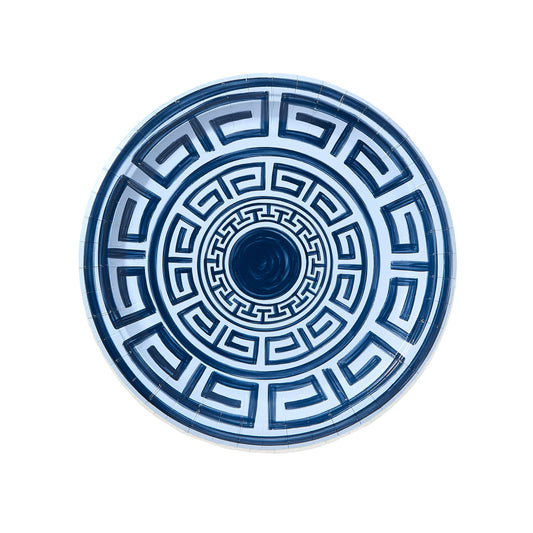 Navy and Sky Greek Key Pavilion Dinner Plates - 8 pack