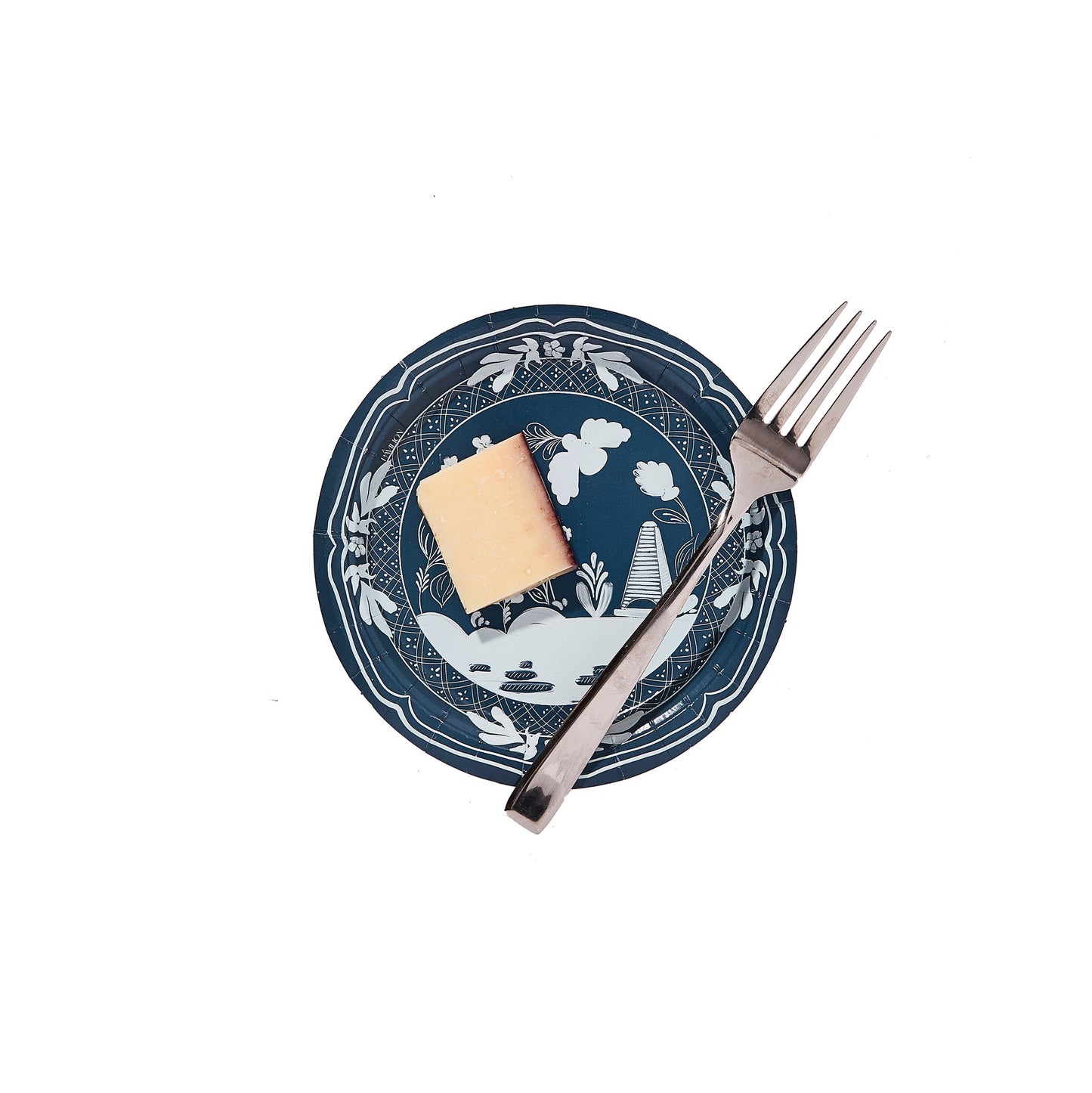 Mini Hors D'oeuvre Navy and Sky Blue Pavilion Beachside Paper Plate - 8 pack