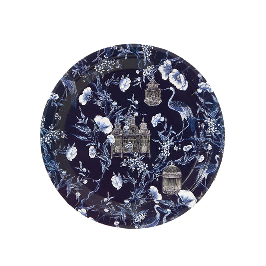 Coniglio Toile Navy Crane Dinner Paper Plate 8 pack