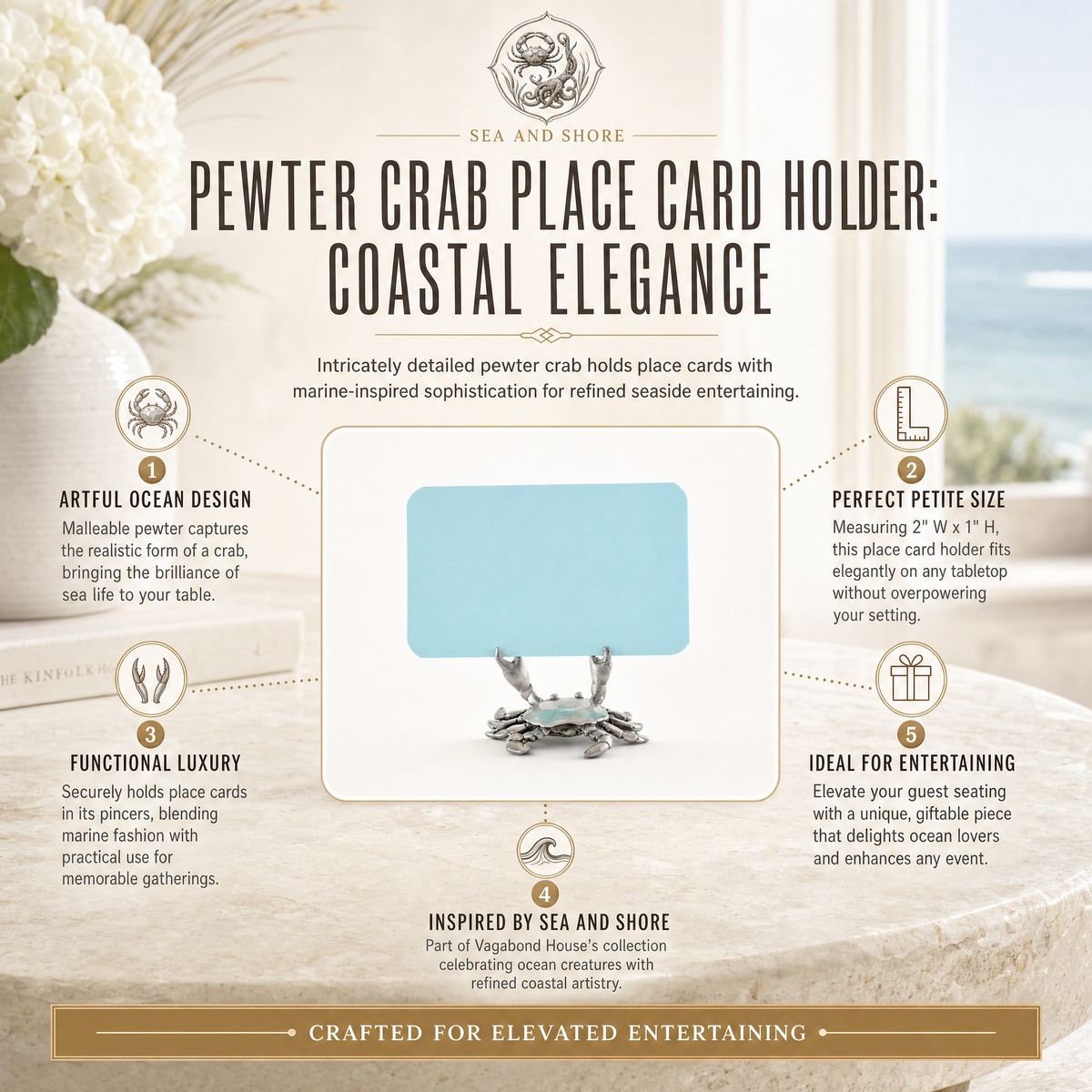 Pewter Crab Place Card Holder