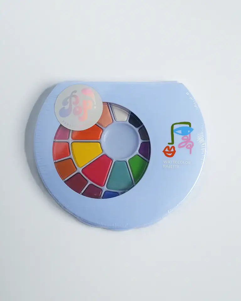 Watercolor Palette Party Favors (24 colors+brush) | Kids Craft Birthday Party Supplies | Paint Palette Party Accessories