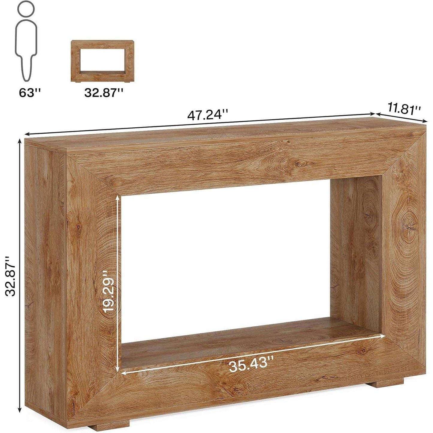 Modern Farmhouse 47-inch Long Entryway or Sofa Table in Brown Wood Finish