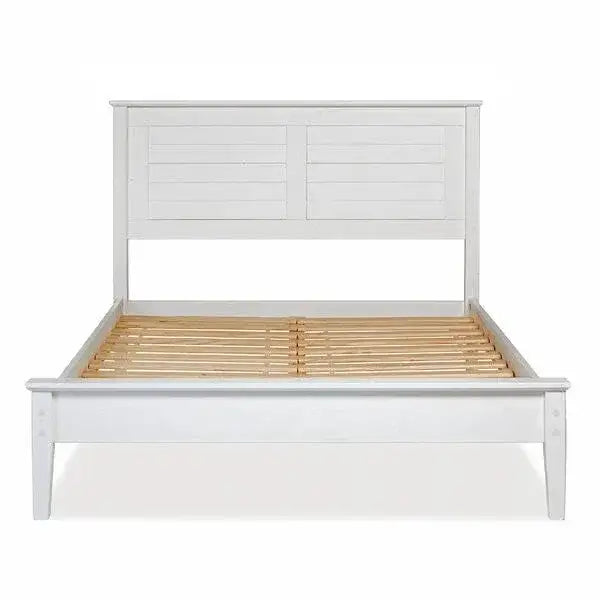 Contemporary White Solid Pine Platform Bed in Queen Size