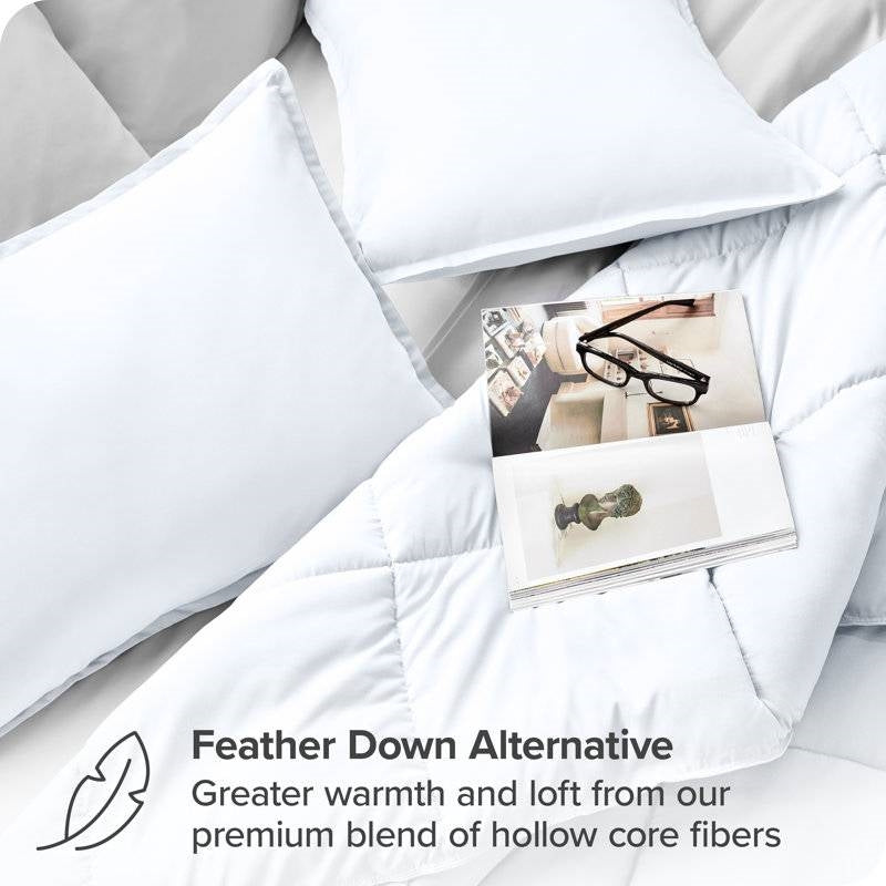 Queen size Super Soft Microfiber Down Alternative Comforter Set White