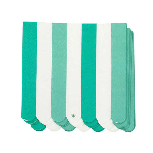 Game Day Green & White Stripe Lunch Napkins (20 Ct)