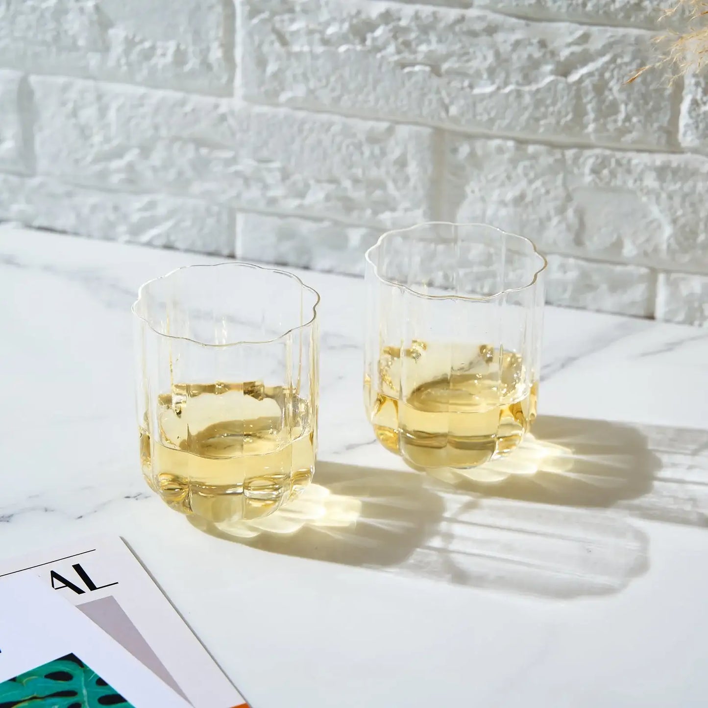 Flower Lowball Glassware, Clear, Set of 2