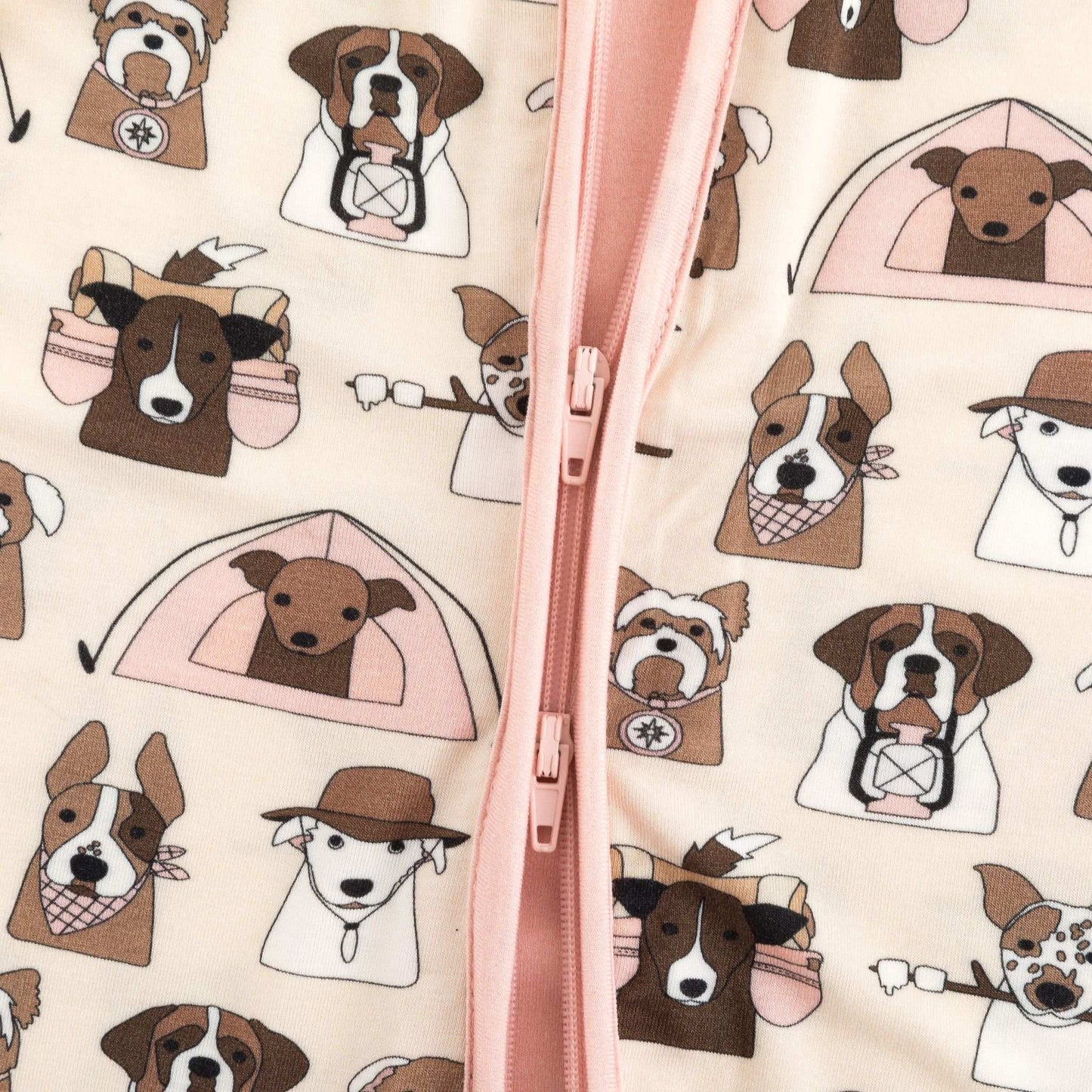 Camp Paws (Convertible Zip Footies) - Pink