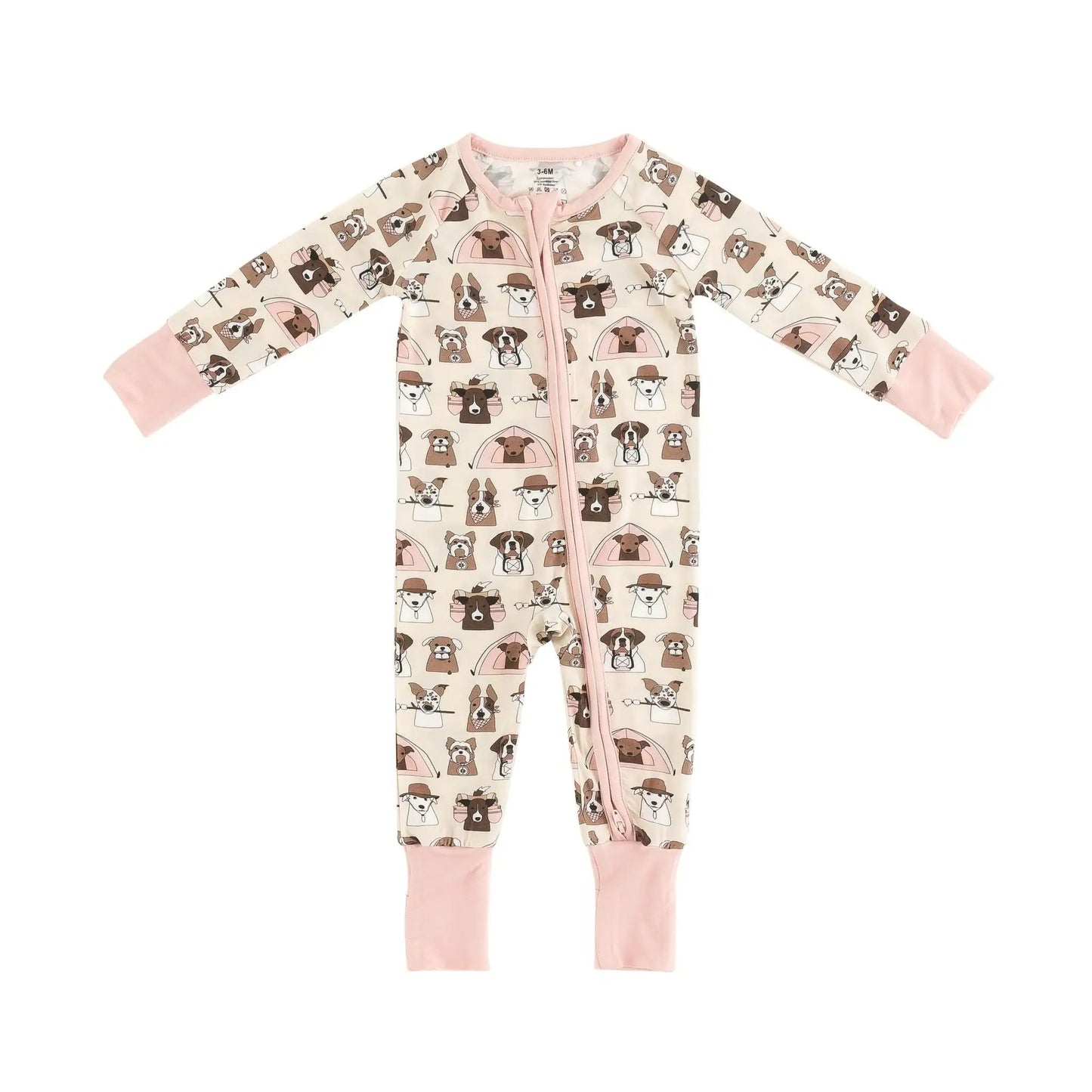 Camp Paws (Convertible Zip Footies) - Pink